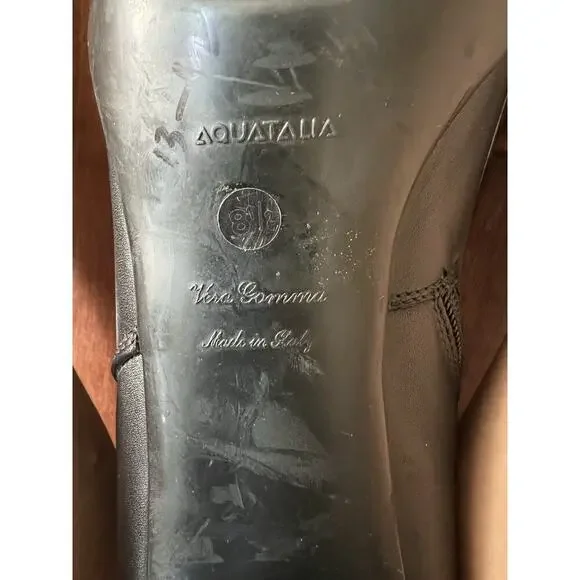Aquatalia Black Leather Side Zip Royal Waterproof High heel Bootie Italy US 8.5 - Picture 10 of 12